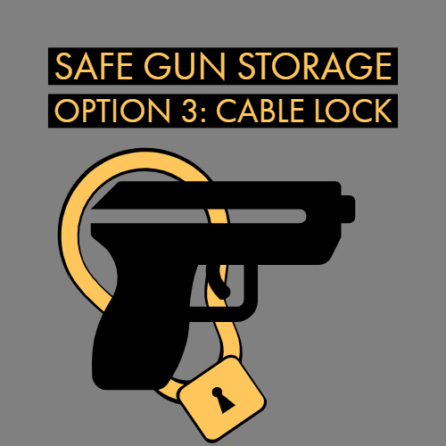 graphic that says, "Safe Gun Storage Option 3: Cable Lock"