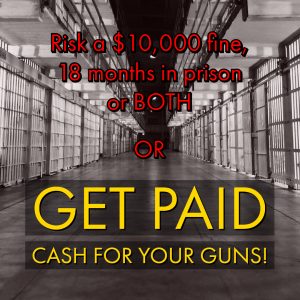 "Risks of illegal gun and magazine possession in New Jersey" graphic against prison background.